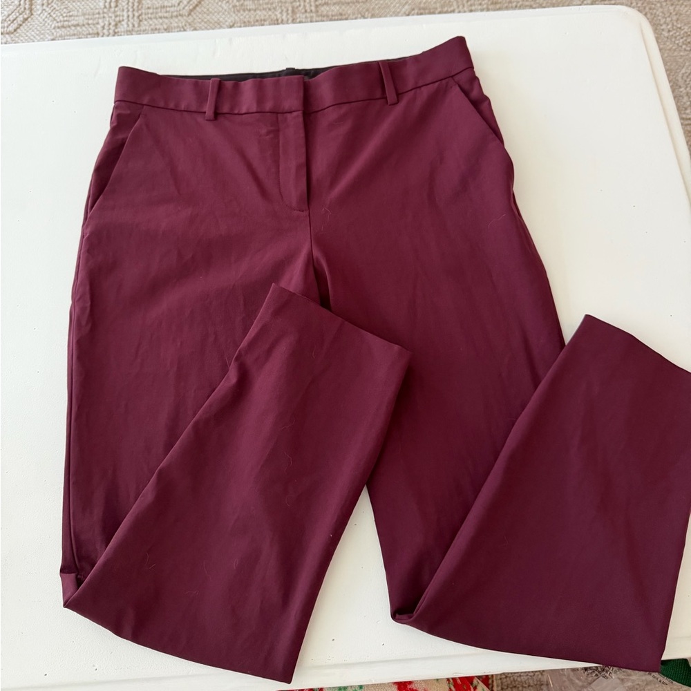 Theory Women's Burgundy Treeca Good Wool Pants, size 6